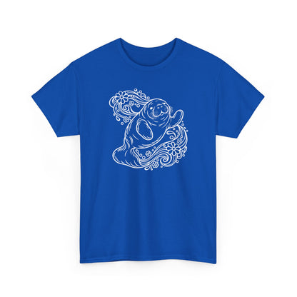 Groovy Manatee in Psychedelic Waves T-Shirt