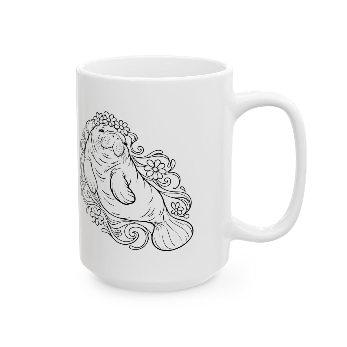 Dreamy flower-crowned manatee Mug