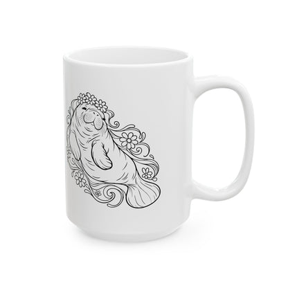 Dreamy flower-crowned manatee Mug