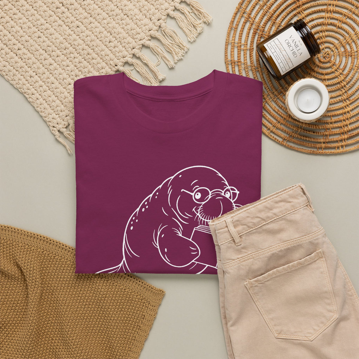 Chubby Mermaid Bookworm Buoyancy Manatee T-Shirt