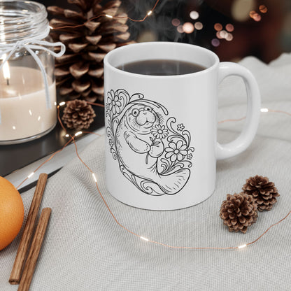Groovy Spectacled Manatee with Daisy Mug