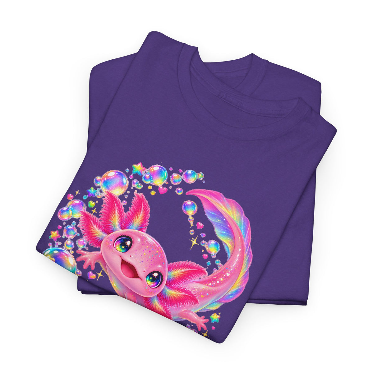 Bubblegum Axolotl in Rainbow Bubbles T-Shirt
