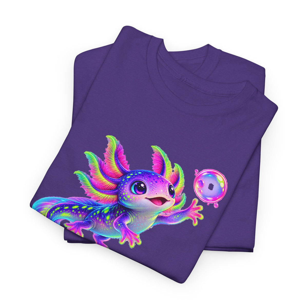 Neon Axolotl Reaching for a Bubble T-Shirt