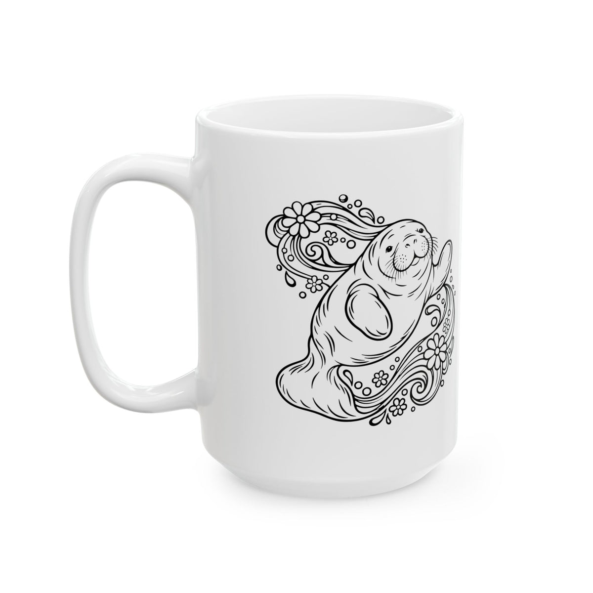 Groovy Manatee in Psychedelic Waves Mug