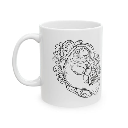Groovy Spectacled Manatee with Daisy Mug