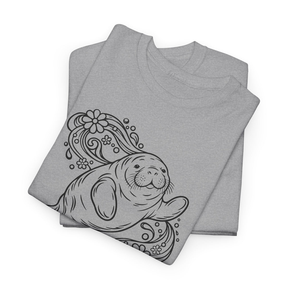 Groovy Manatee in Psychedelic Waves T-Shirt