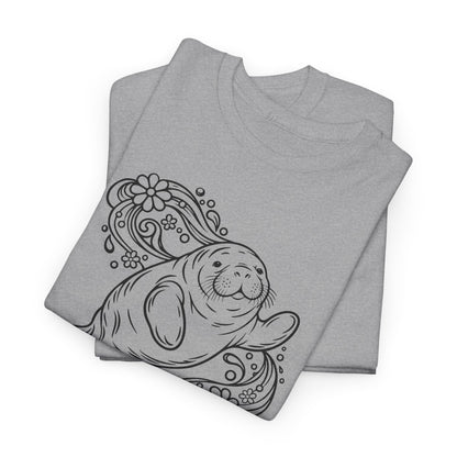 Groovy Manatee in Psychedelic Waves T-Shirt