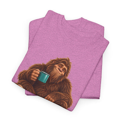Cozy Camper Bigfoot with Teal Mug T-Shirt
