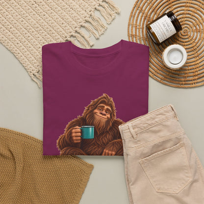 Cozy Camper Bigfoot with Teal Mug T-Shirt