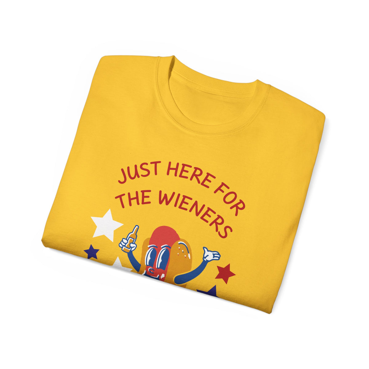 Just Here for the Wieners T-Shirt | Funny BBQ Hot Dog Tee