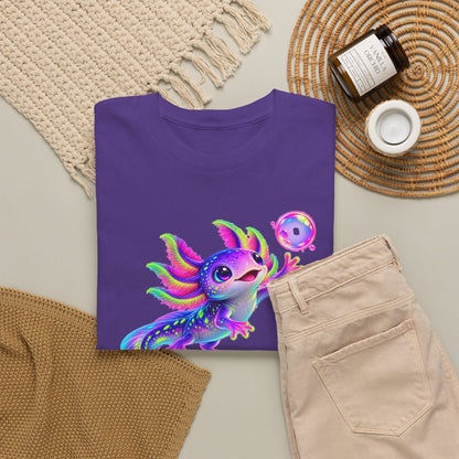 Neon Axolotl Reaching for a Bubble T-Shirt