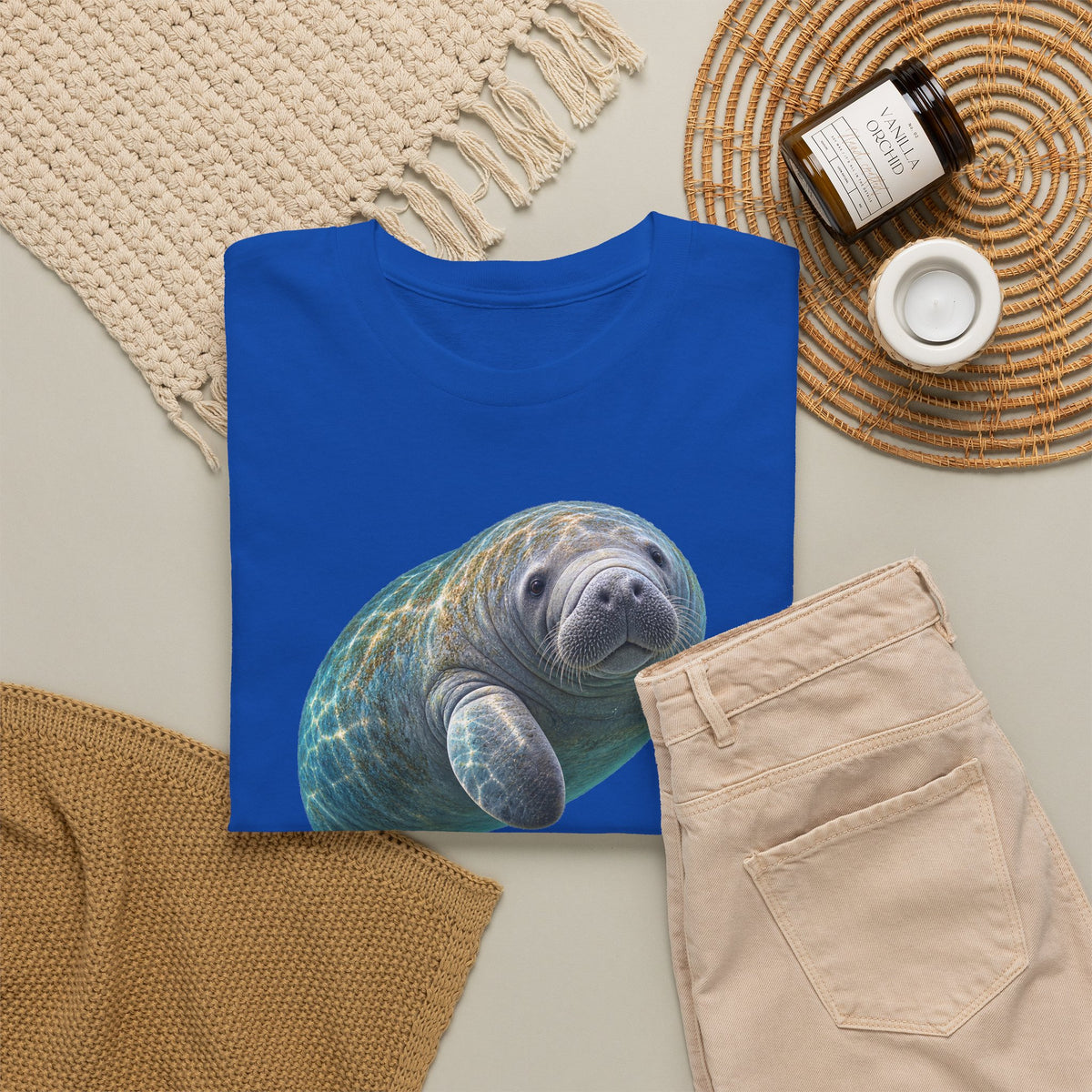 Curled Manatee in Turquoise Light T-Shirt