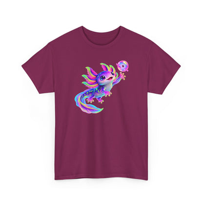 Neon Axolotl Reaching for a Bubble T-Shirt