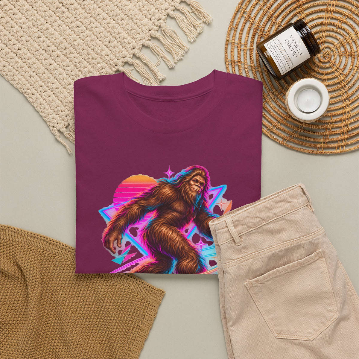 Neon Bigfoot on Roller Skates T-Shirt
