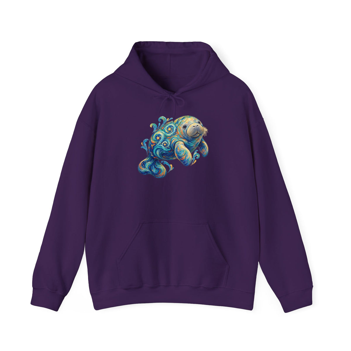 Swirling Moon-Tide Manatee Pullover Hoodie