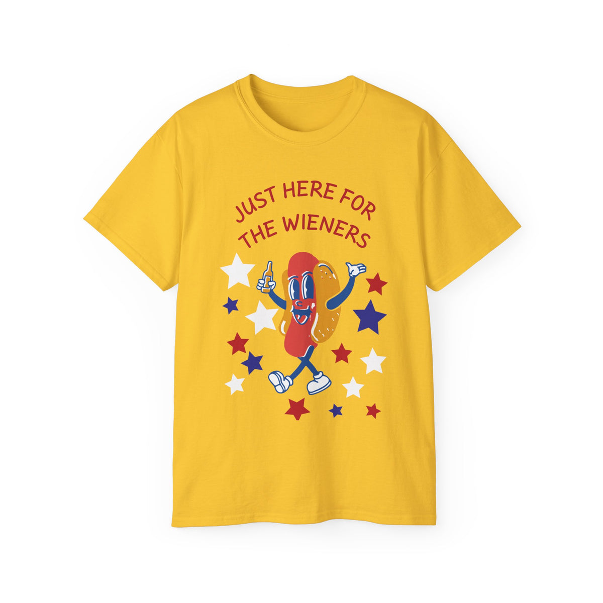 Just Here for the Wieners T-Shirt | Funny BBQ Hot Dog Tee