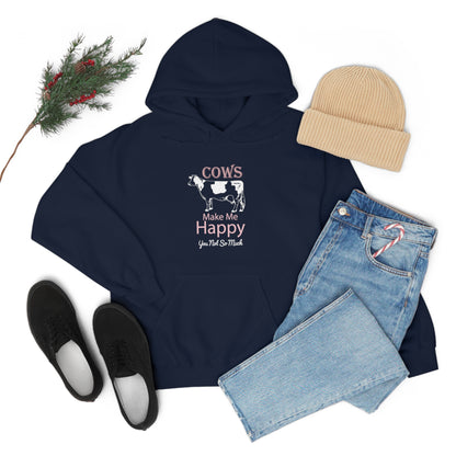 Cow Happy - Heavy Hooded Sweatshirt