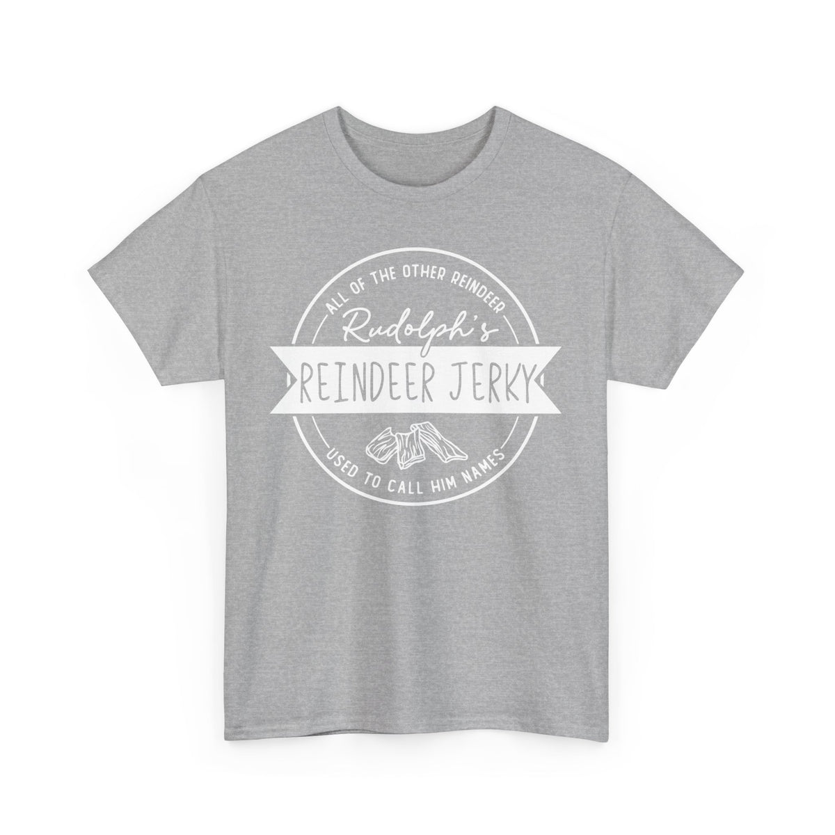 Rudolph’s Reindeer Jerky T-Shirt | Christmas Humor – White Ink