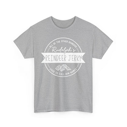 Rudolph’s Reindeer Jerky T-Shirt | Christmas Humor – White Ink