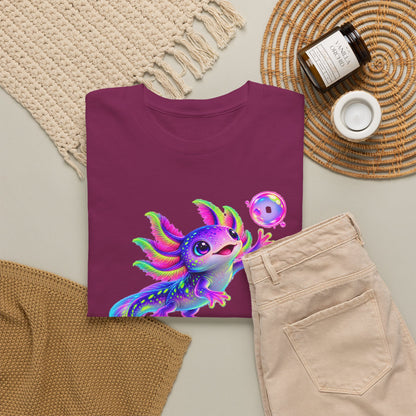 Neon Axolotl Reaching for a Bubble T-Shirt