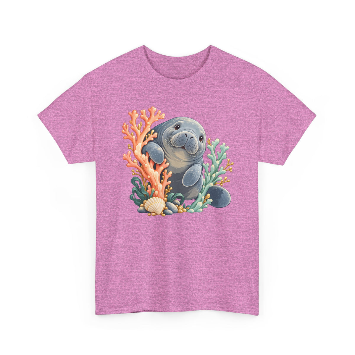 Chubby Mermaid Coral Curiosity Manatee T-Shirt