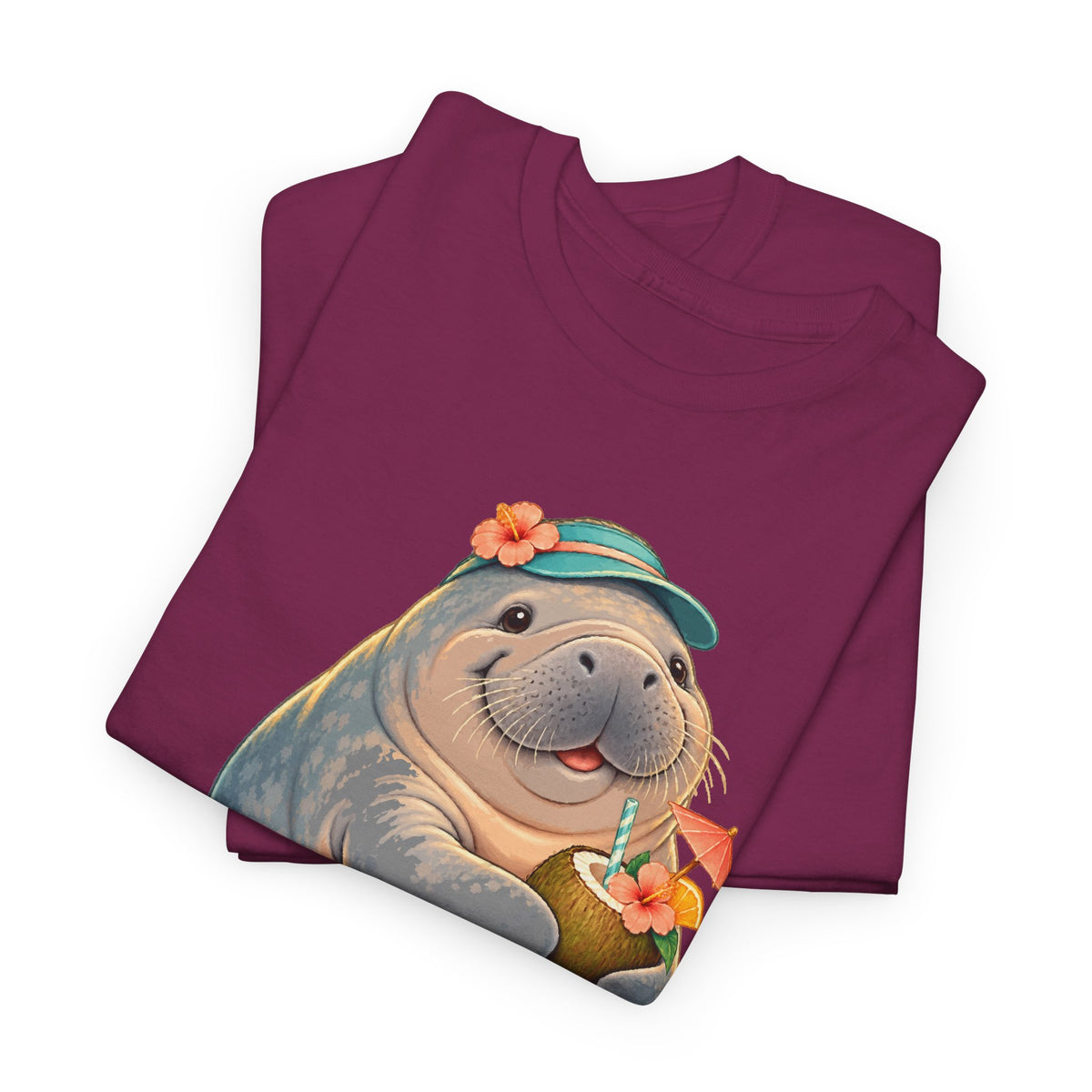 Chubby Mermaid Tropical Day Off Manatee T-Shirt