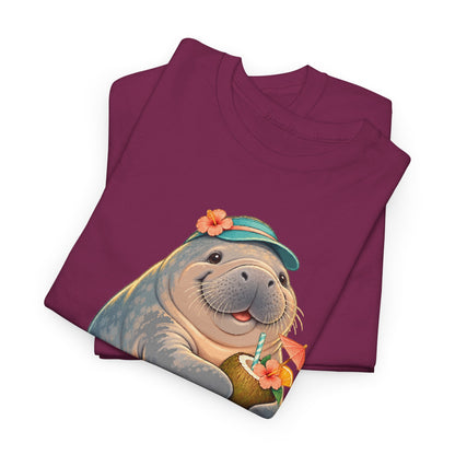 Chubby Mermaid Tropical Day Off Manatee T-Shirt