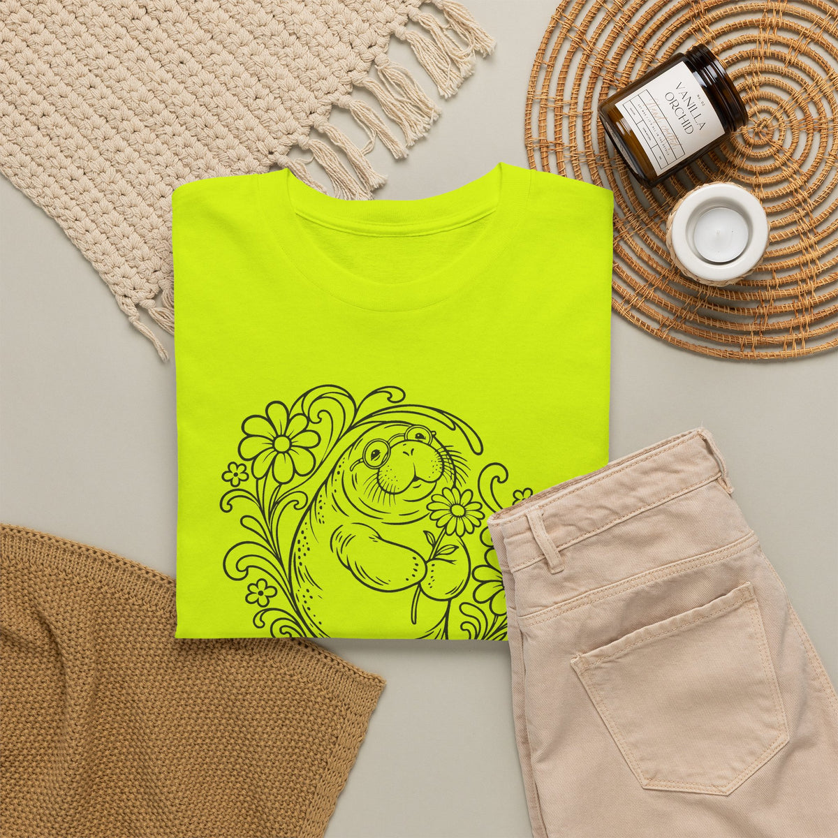 Groovy Spectacled Manatee with Daisy T-Shirt
