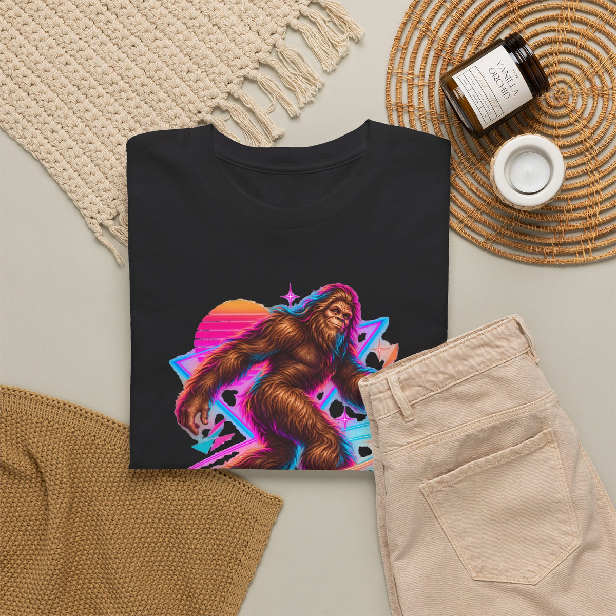 Neon Bigfoot on Roller Skates T-Shirt