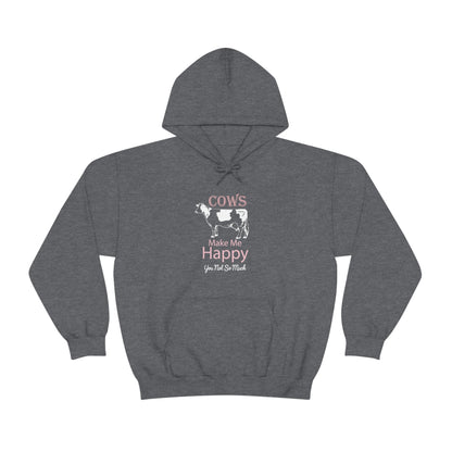 Cow Happy - Heavy Hooded Sweatshirt