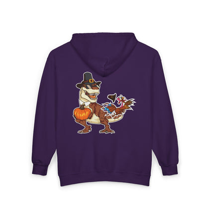 Thanksgiving T-Rex Gildan 18600 Zip-Up Hoodie
