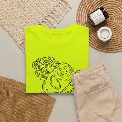 Groovy Manatee in Psychedelic Waves T-Shirt