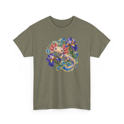 Axolotl Among Swirling Purple Irises T-Shirt