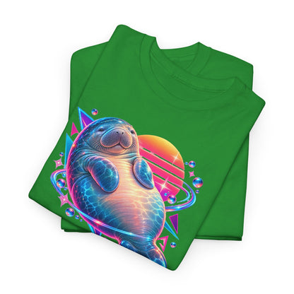 Synthwave Manatee Over Sunset Arcs T-Shirt
