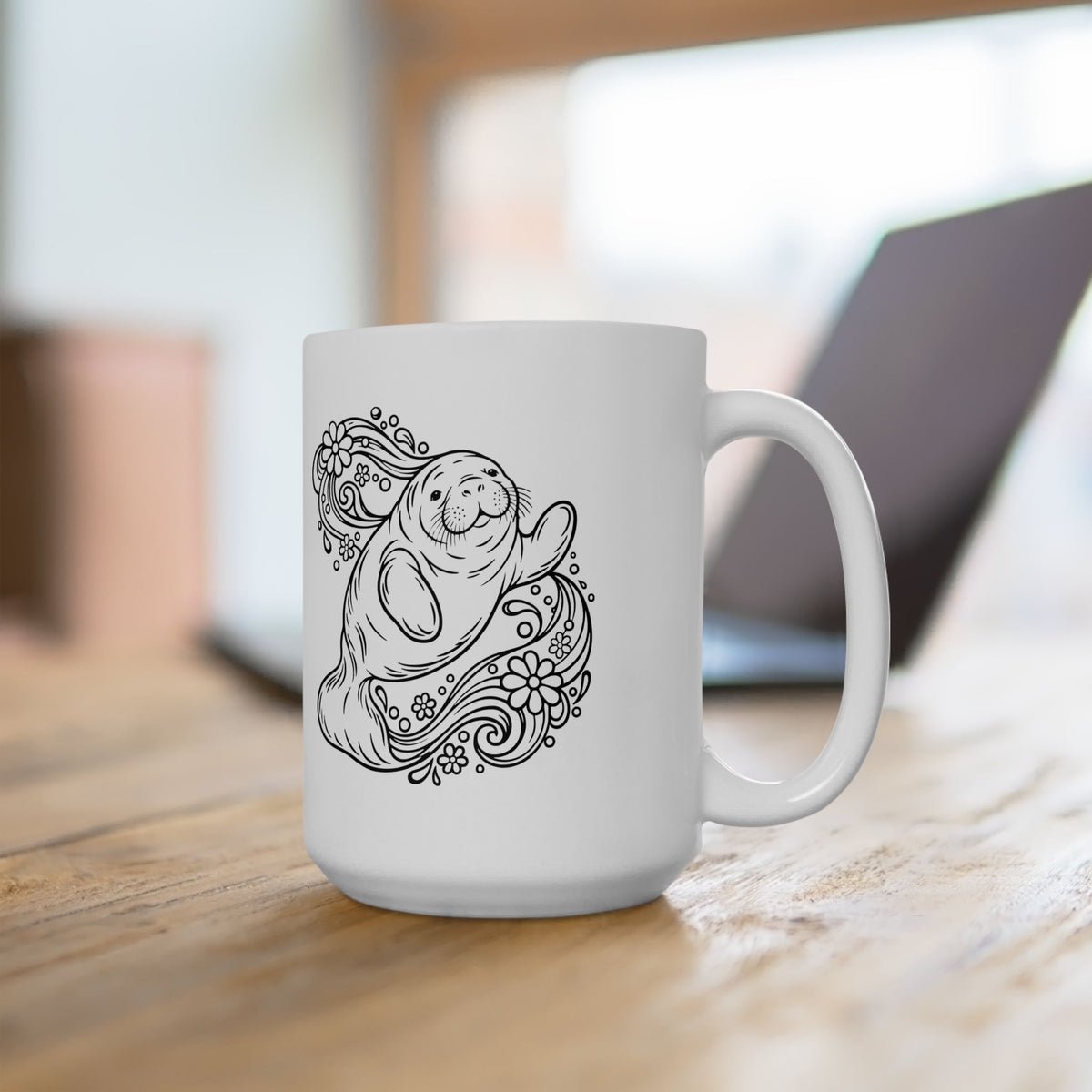 Groovy Manatee in Psychedelic Waves Mug