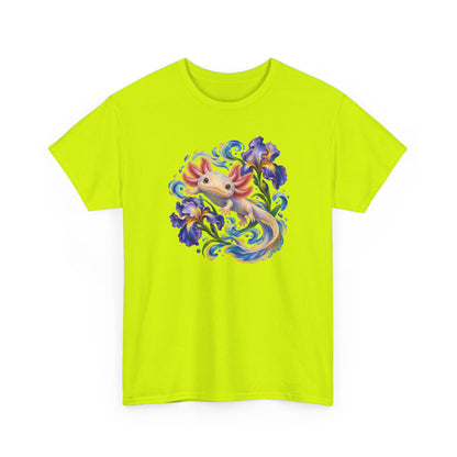 Axolotl Among Swirling Purple Irises T-Shirt