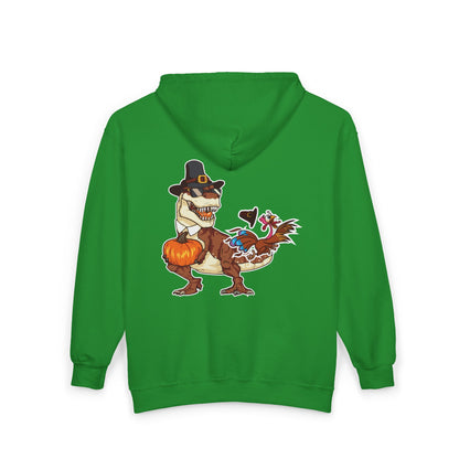 Thanksgiving T-Rex Gildan 18600 Zip-Up Hoodie
