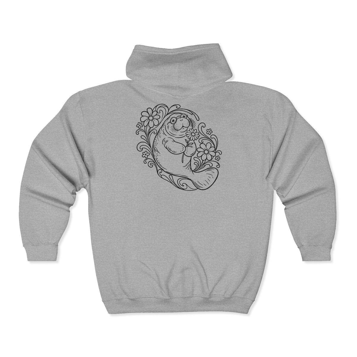 Groovy Spectacled Manatee with Daisy Zip-Up Hoodie