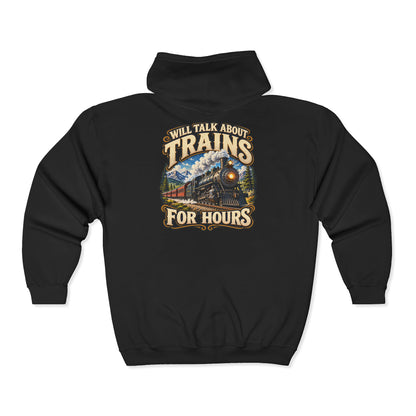 Will Talk About Trains – Gildan 18600 Zip-Up Hoodie | 018