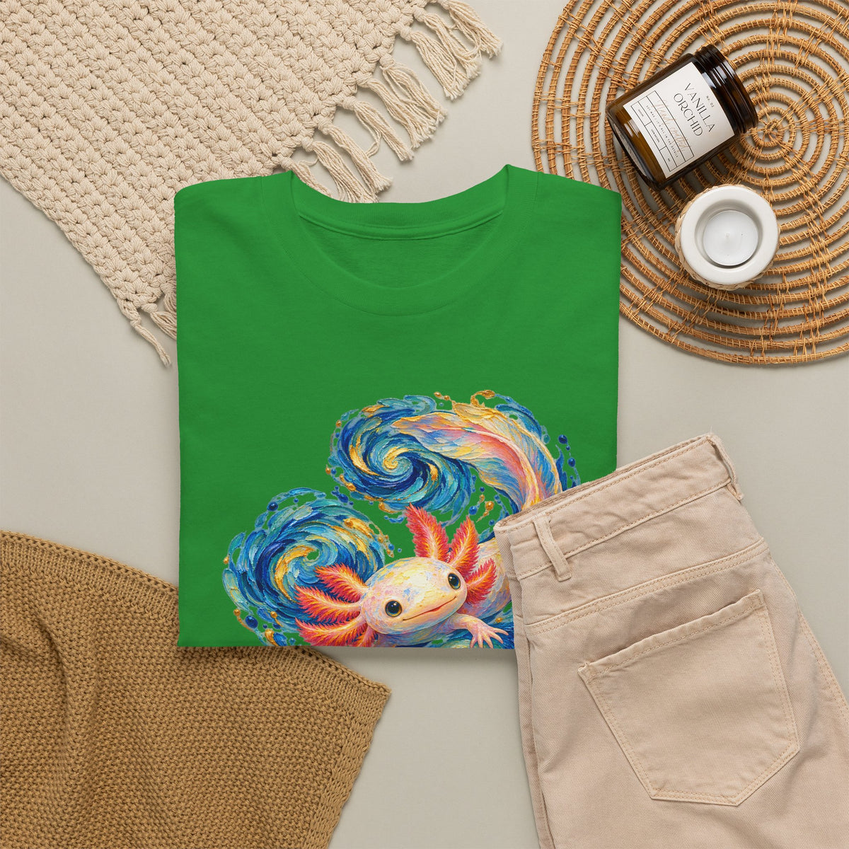 Swirling Axolotl in Turquoise Currents T-Shirt
