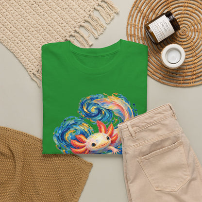 Swirling Axolotl in Turquoise Currents T-Shirt