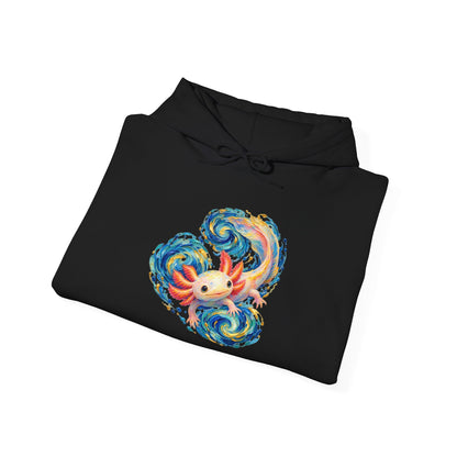 Swirling Axolotl in Turquoise Currents Pullover Hoodie