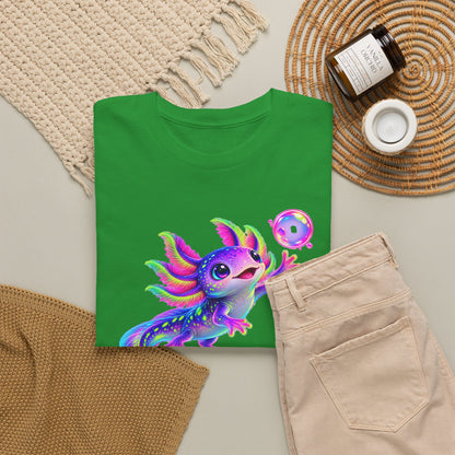 Neon Axolotl Reaching for a Bubble T-Shirt