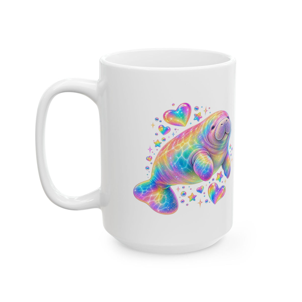Rainbow manatee hearts and stars Mug