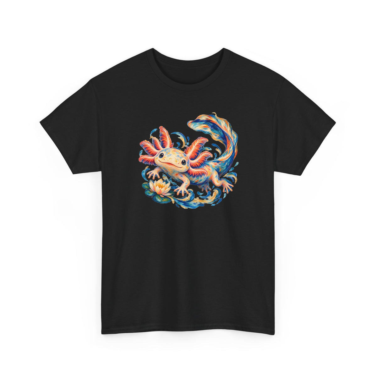 Swirling Axolotl and Lily Bloom T-Shirt