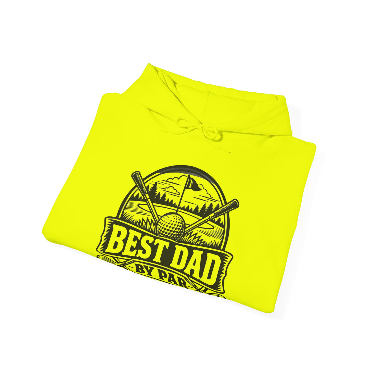 Best Dad by Par – One-Color – Safety Green/Pink Gildan 18500 Hoodie | 042a