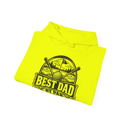 Best Dad by Par – One-Color – Safety Green/Pink Gildan 18500 Hoodie | 042a