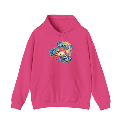 Swirling Axolotl in Turquoise Currents Pullover Hoodie