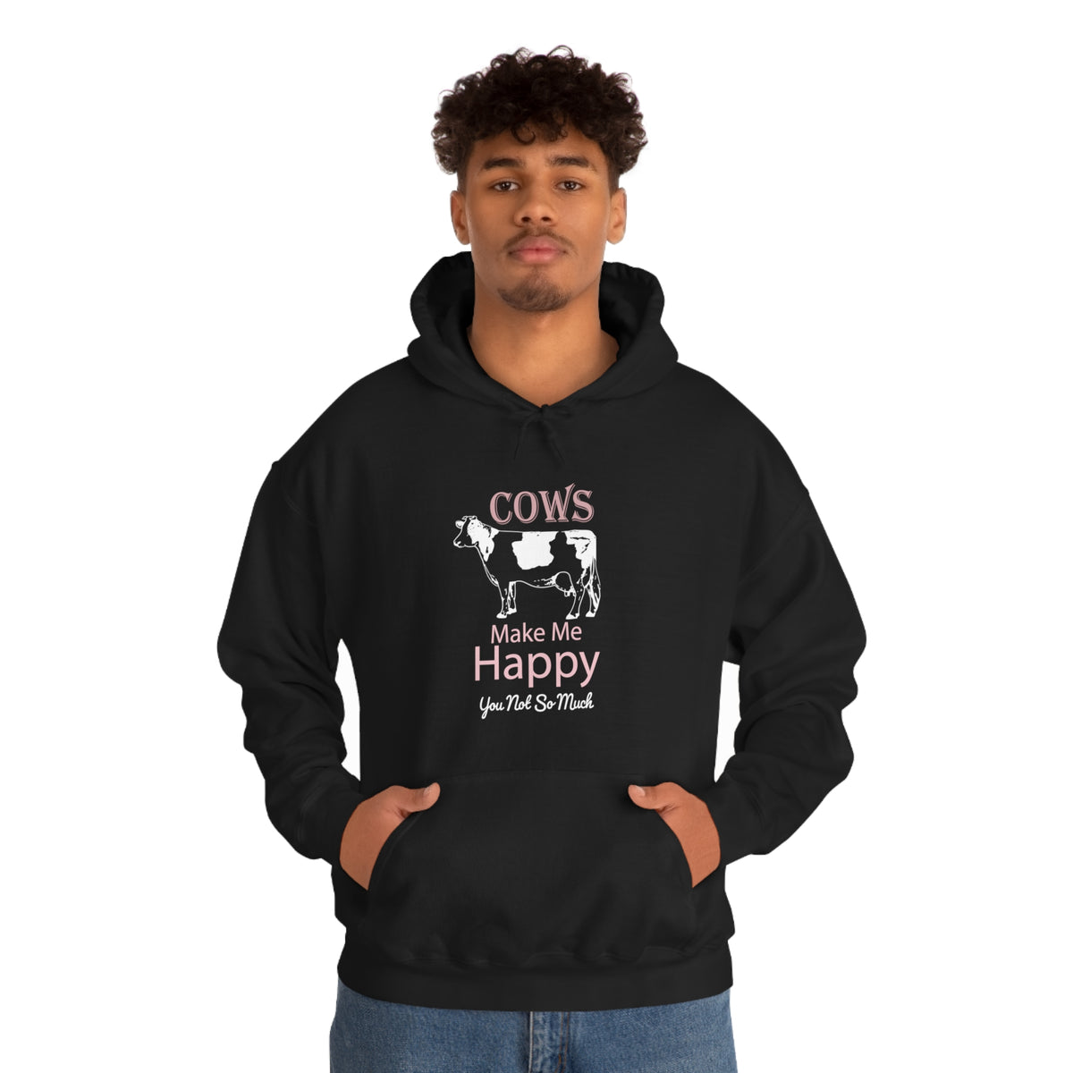 Cow Happy - Heavy Hooded Sweatshirt