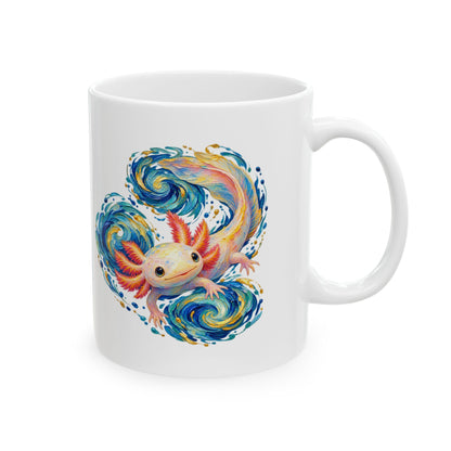 Swirling Axolotl in Turquoise Currents Mug